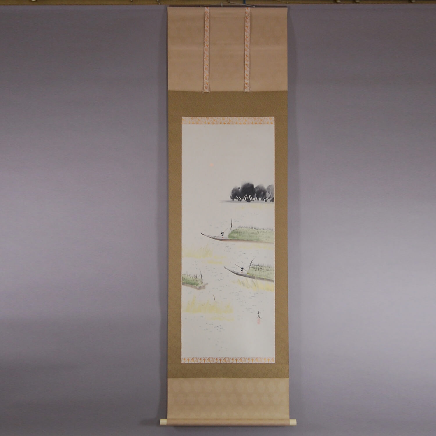 Kakejiku Hanging Scroll: Boats Used When Cutting Seaweed / Seika Tatsumoto