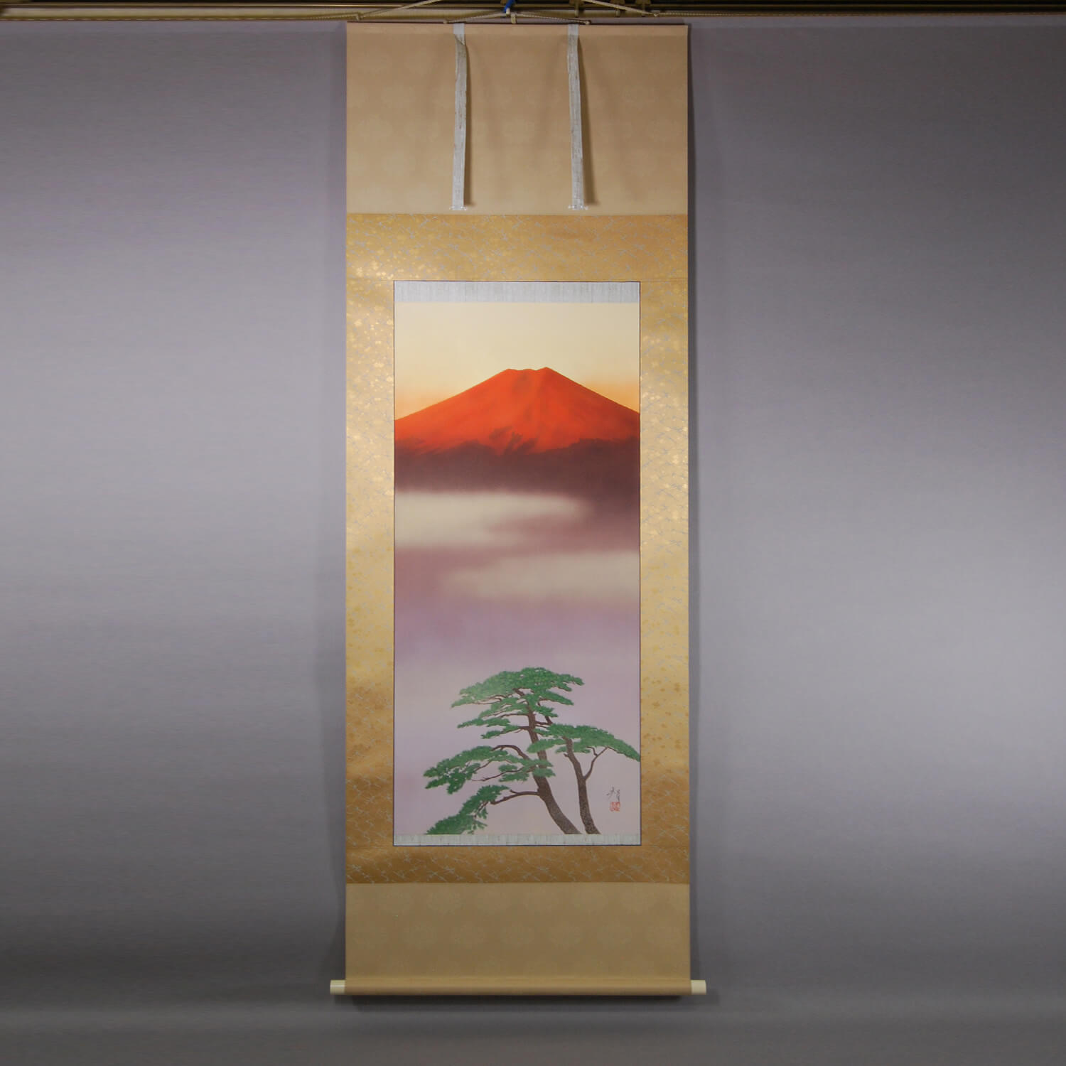 Kakejiku Hanging Scroll: Red Mt. Fuji / Katō Tomo