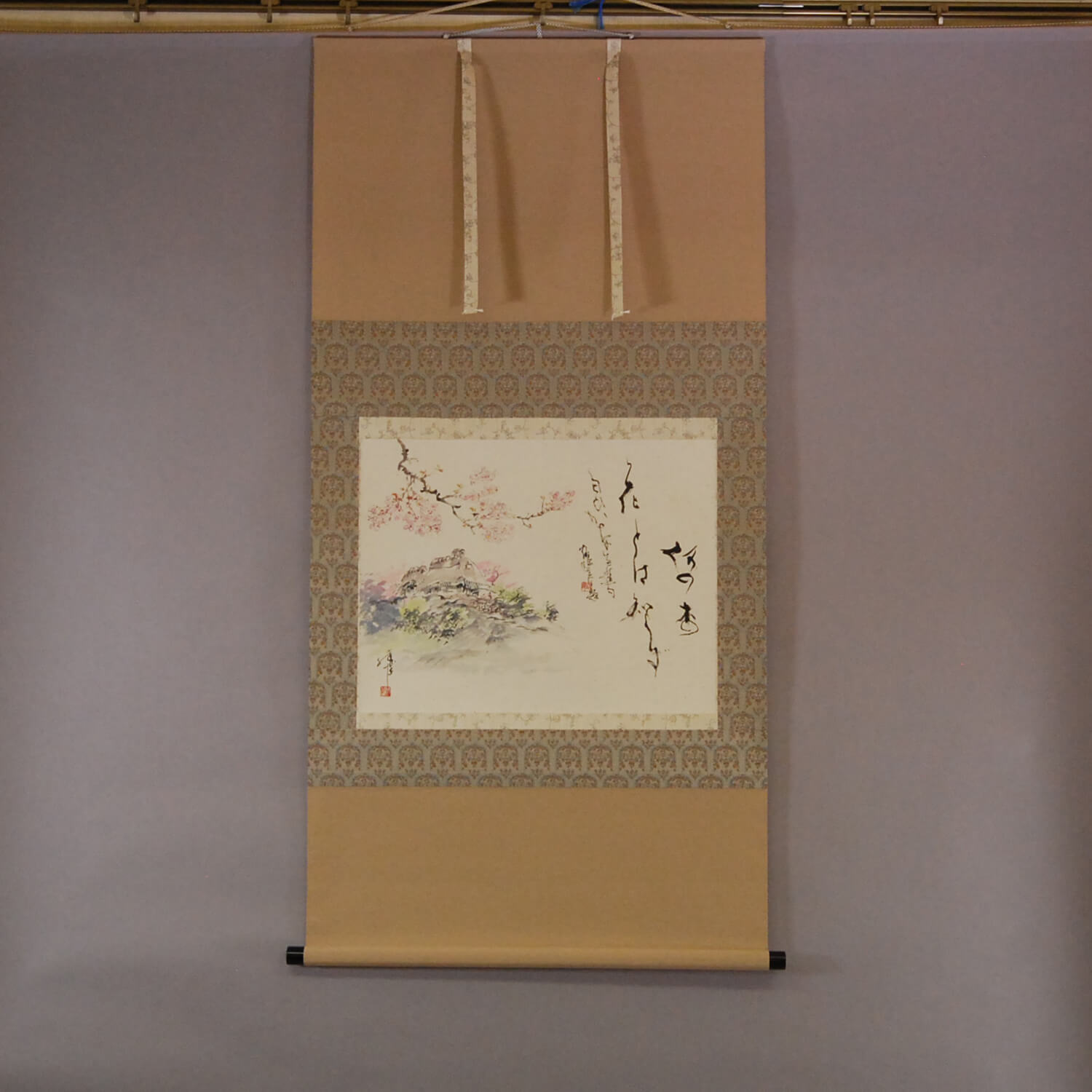 Kakejiku Hanging Scroll: Genial Spring Day / Katsunobu Kawahito & Kakushou Kametani