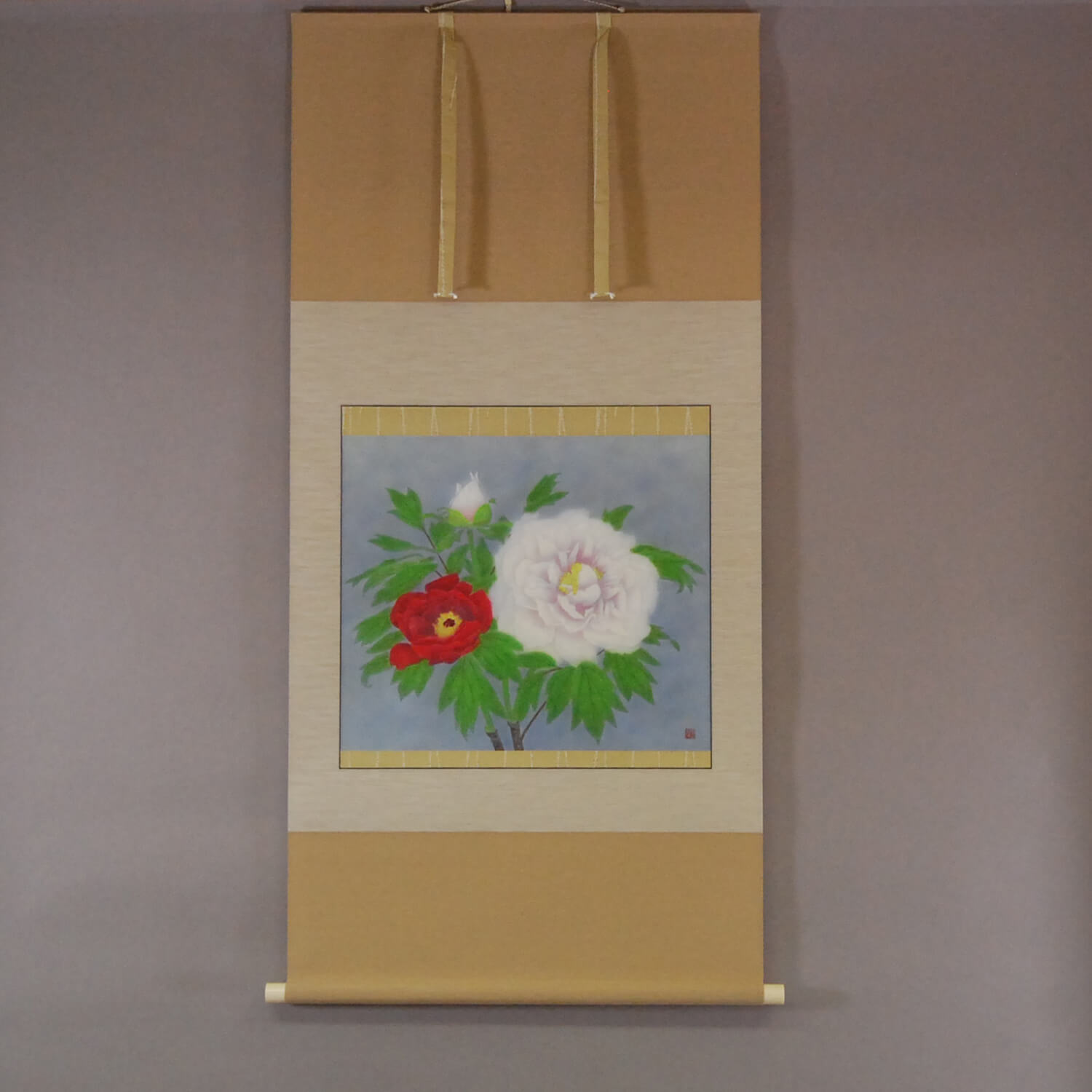 Kakejiku Hanging Scroll: Peonies / Katō Tomo