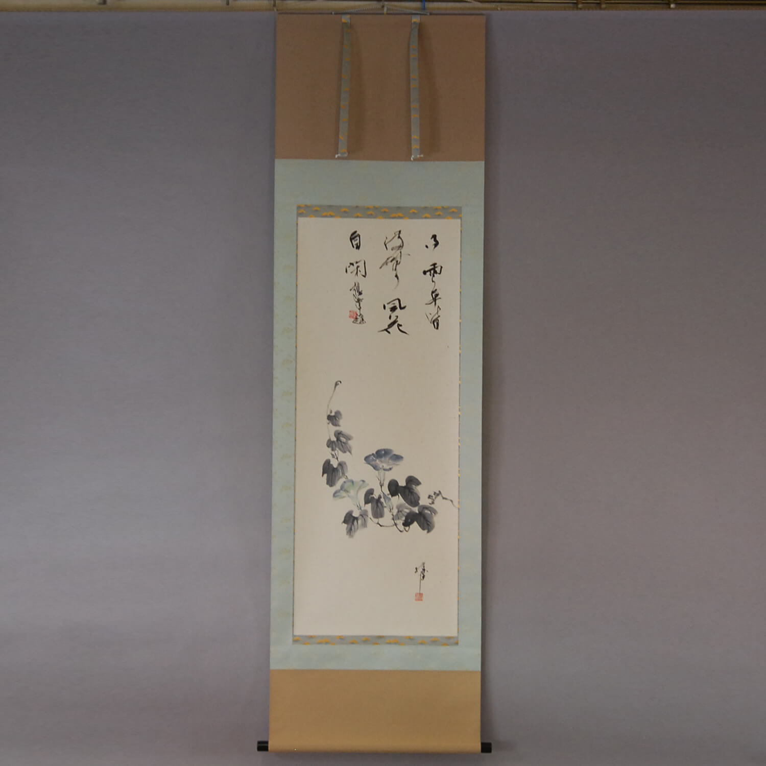 Kakejiku Hanging Scroll: Morning Glories / Katsunobu Kawahito & Kakushou Kametani