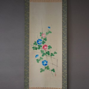 0092 Kakejiku with Morning Glories Painting / Seika Tatsumoto 002
