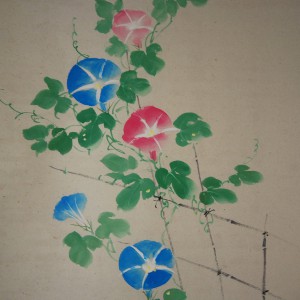 0092 Kakejiku with Morning Glories Painting / Seika Tatsumoto 004