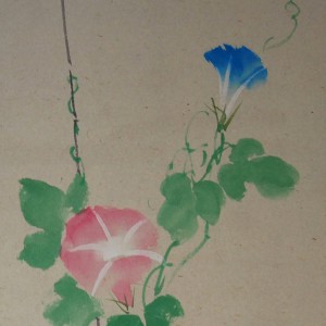 0092 Kakejiku with Morning Glories Painting / Seika Tatsumoto 005