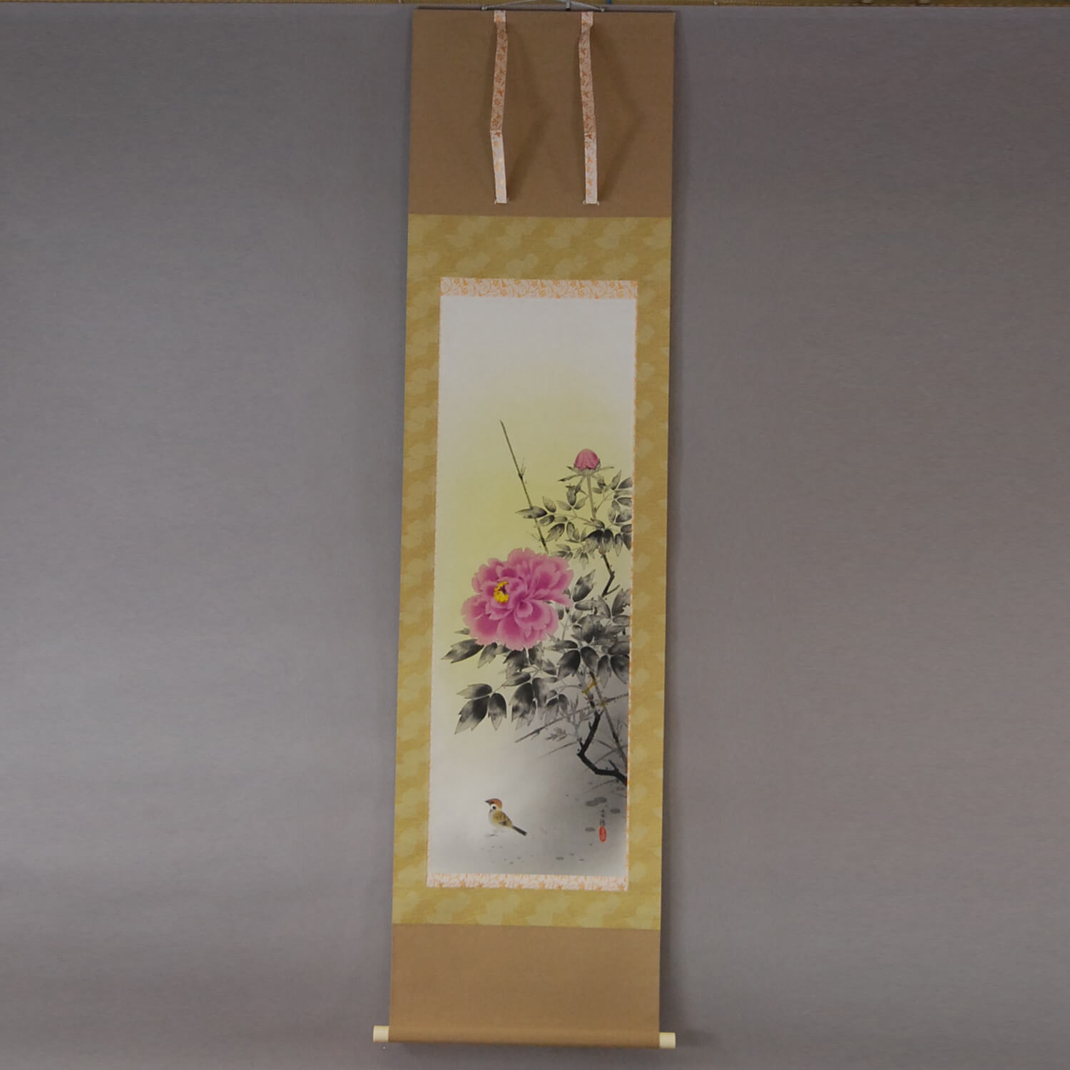 Kakejiku Hanging Scroll: Peonies / Kinshi Nakatani