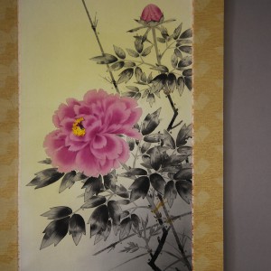0096 Kakejiku with Peonies Painting / Kinshi Nakatani 003