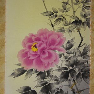 0096 Kakejiku with Peonies Painting / Kinshi Nakatani 004