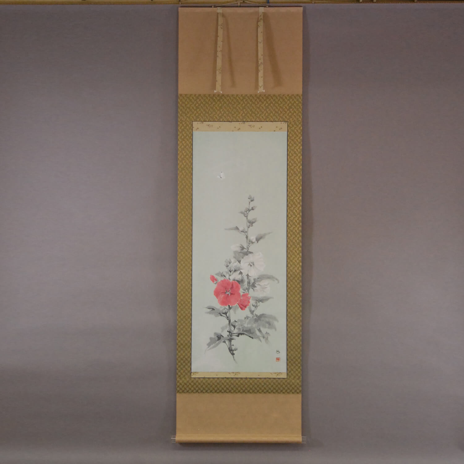 Hollyhock Painting Keiji Yamazaki Kakejiku Scroll