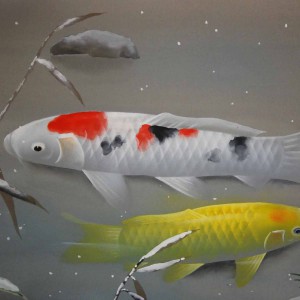 0118 Koi Fish (Carp): Snow Painting / Shukou Okamoto 003