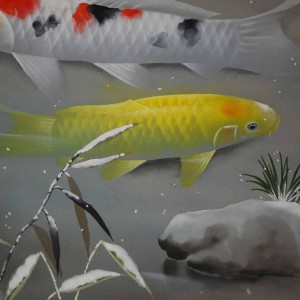 0118 Koi Fish (Carp): Snow Painting / Shukou Okamoto 004