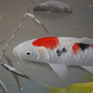 0118 Koi Fish (Carp): Snow Painting / Shukou Okamoto 005