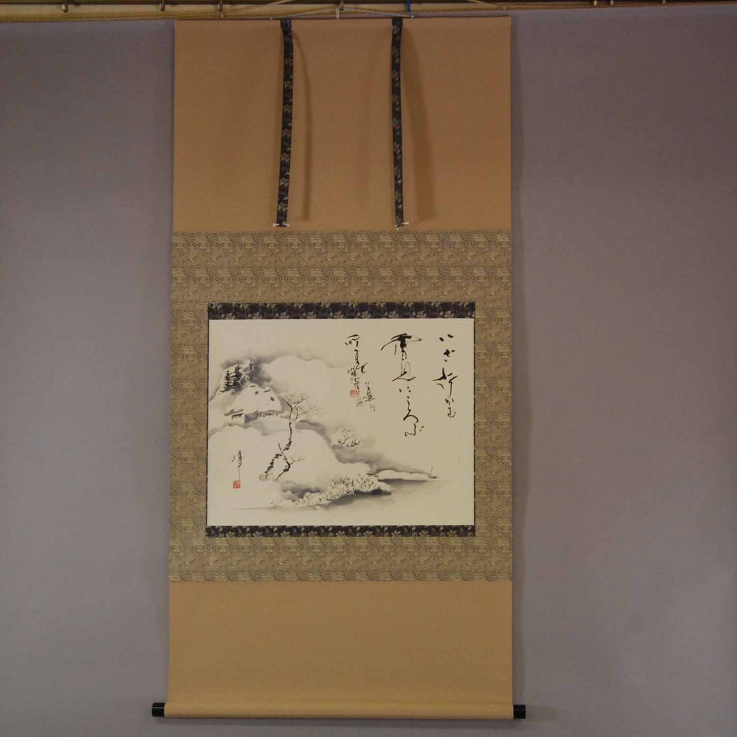 Kakejiku Hanging Scroll: Snow Village / Kawahito Katsunobu & Kametani Kakushō