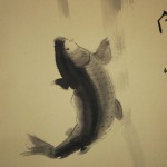 0146 Koi Fish (Carp) Shooting up a Waterfall Painting / Kakushou Kametani 004