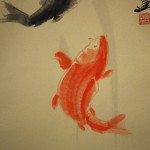 0146 Koi Fish (Carp) Shooting up a Waterfall Painting / Kakushou Kametani 005
