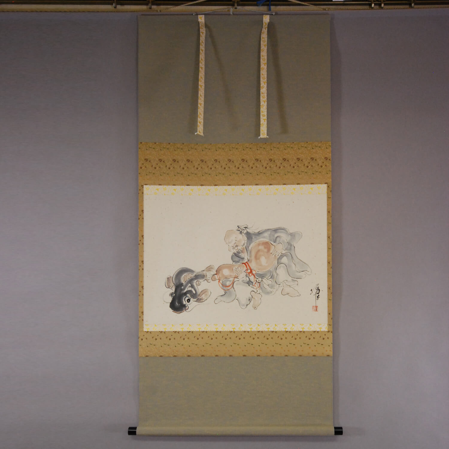 Kakejiku Hanging Scroll: Gourd and Catfish  / Katsunobu Kawahito