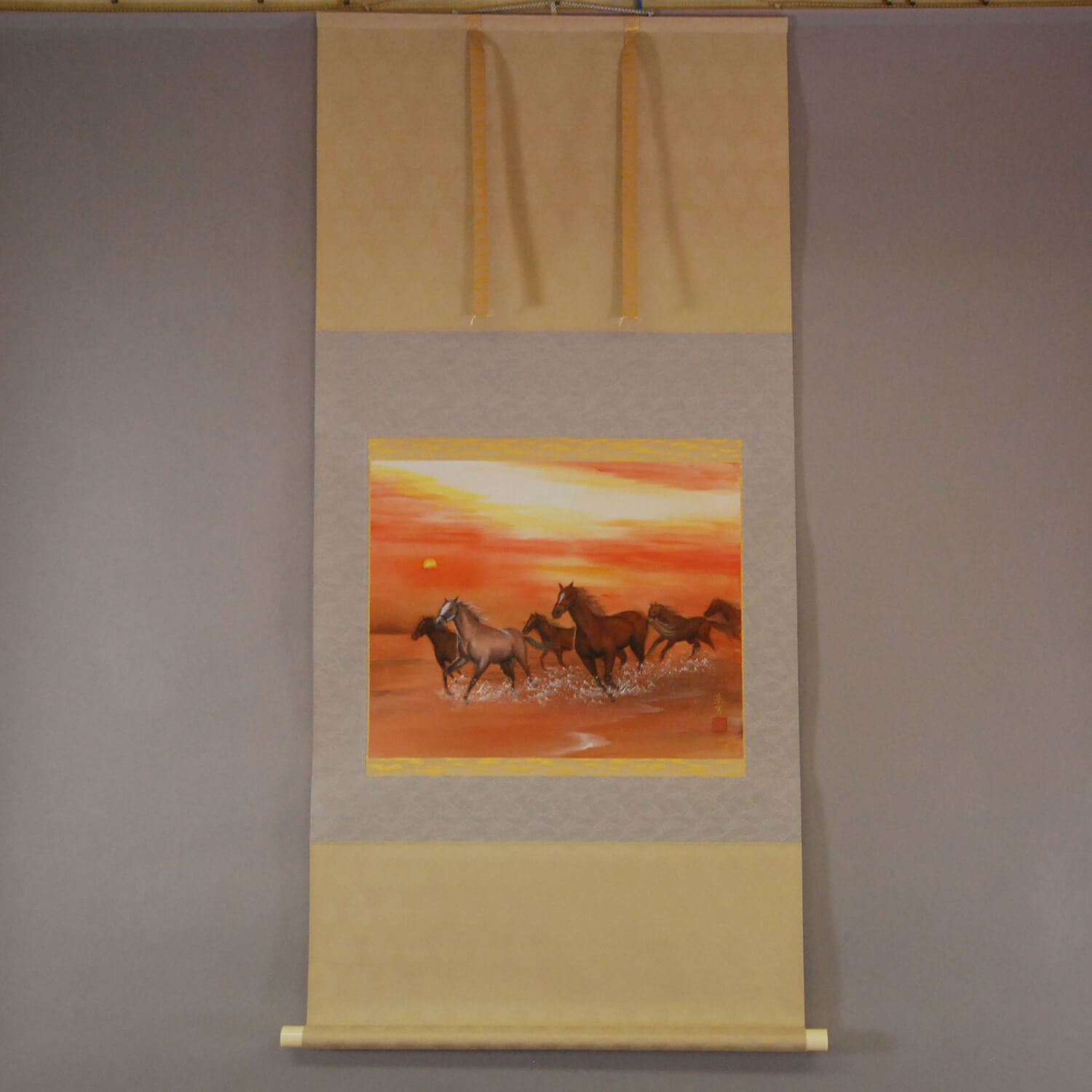 Kakejiku Hanging Scroll: Horses / Kahou Sakurai