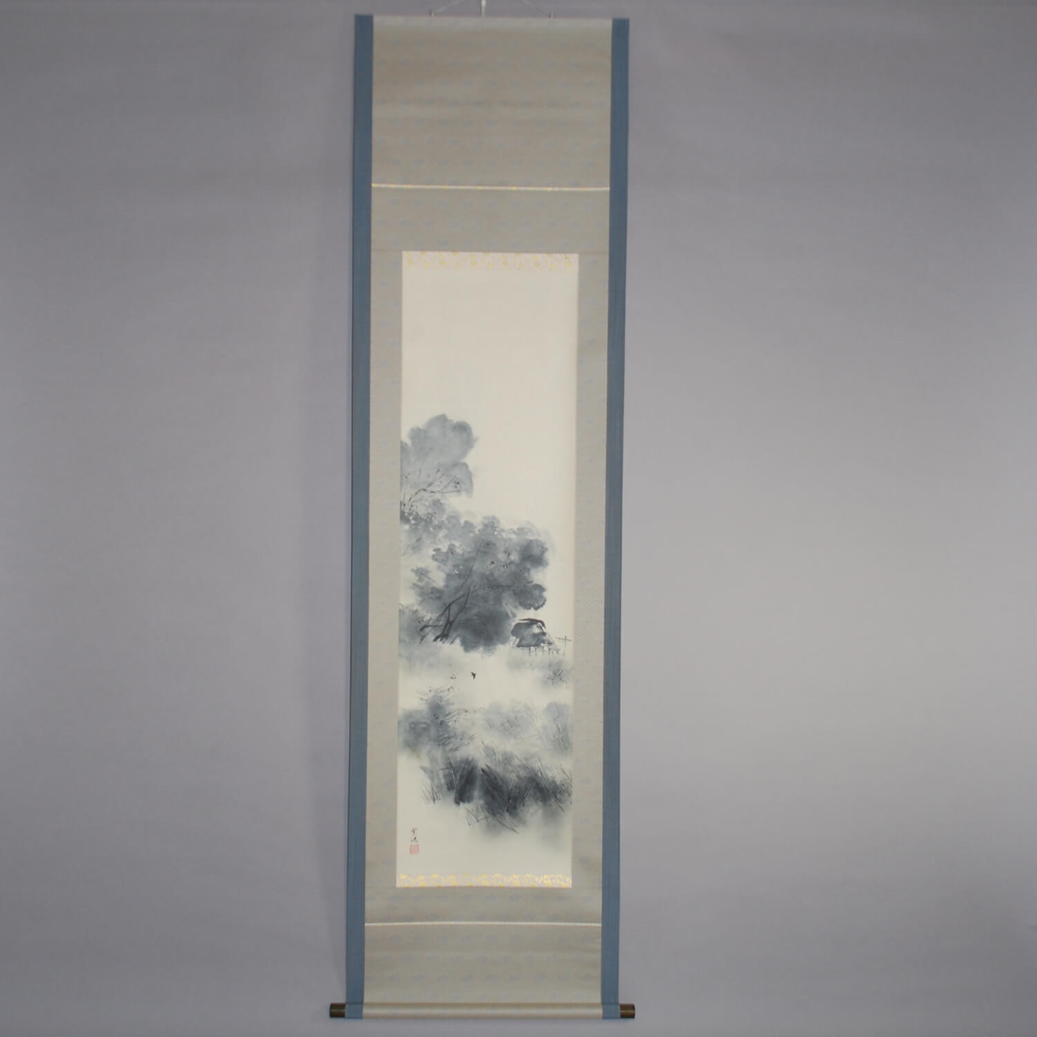 Kakejiku Hanging Scroll: Landscape Painting in “Sumi” Ink / Okamoto Shikō