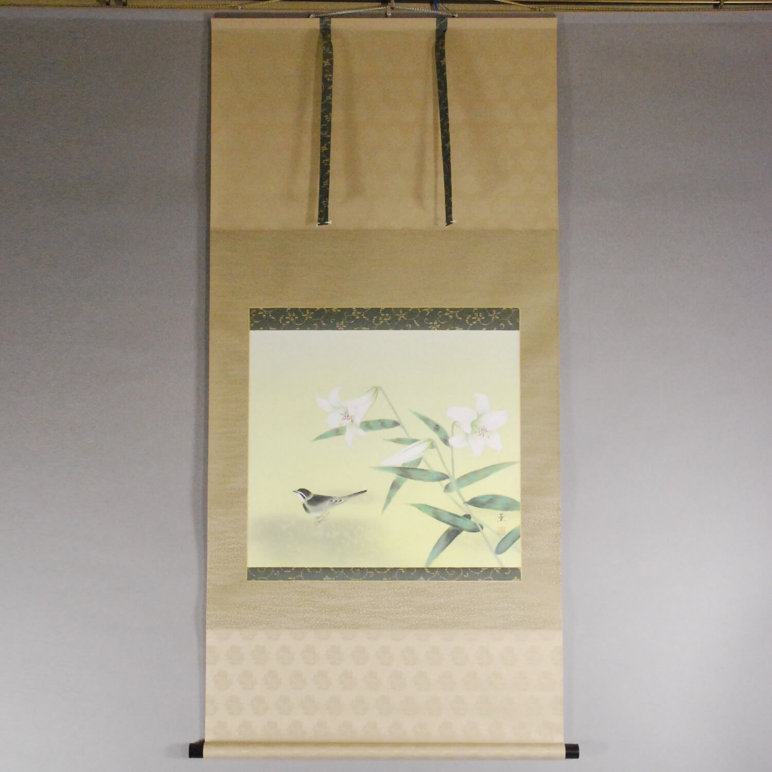 Kakejiku Hanging Scroll: Lilies Painting / Nakagawaji Kaoru