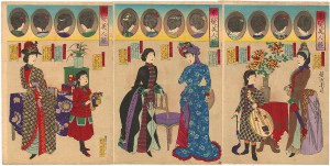 Kaika-e / Artist: Chikanobu Toyohara / Title: Women and Girls in Western Dress with Various Hairstyles