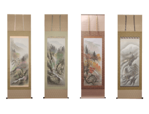 a set of landscape scroll paintings with all seasons