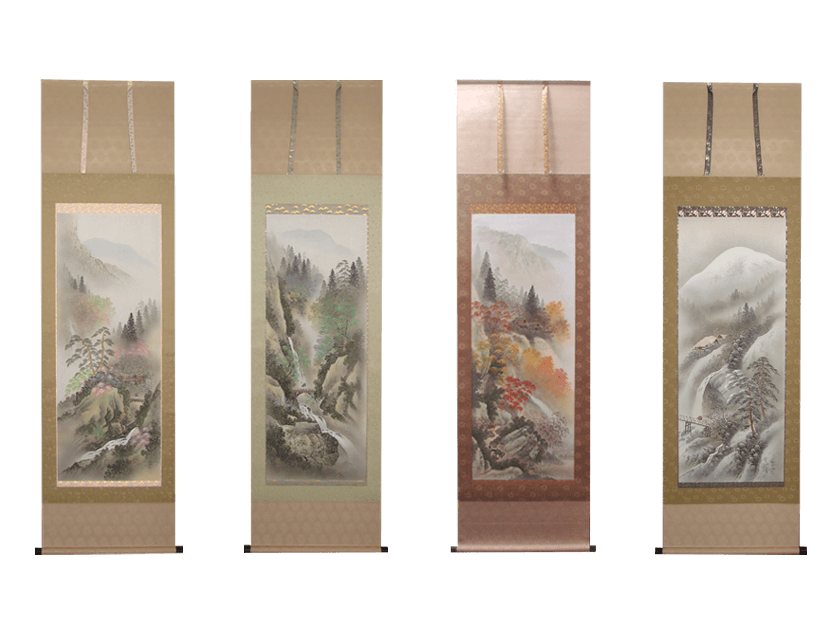 a set of landscape scroll paintings with all seasons