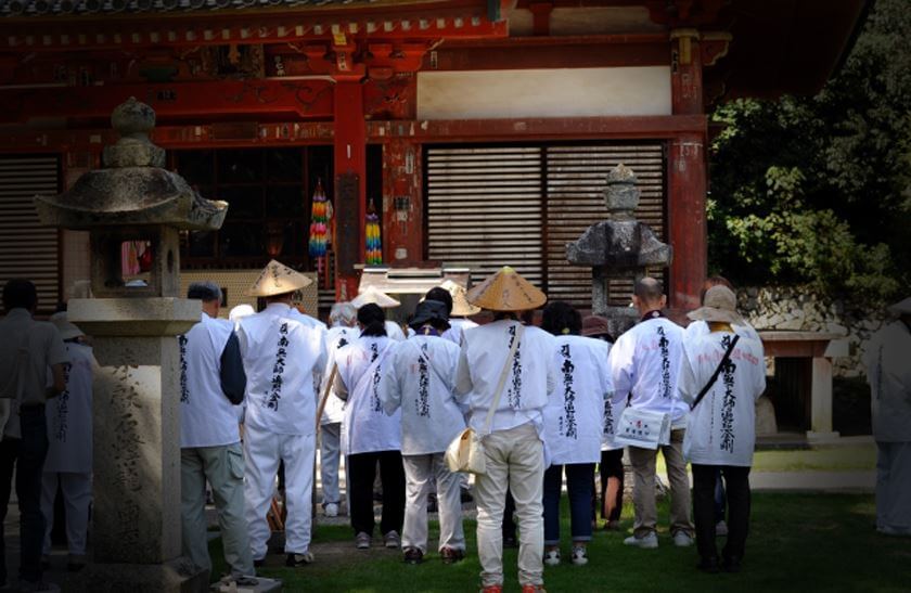 Japanese 88 temple Shikoku Pilgrimage white robe uniform Byakue long sleeves L 