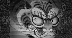 tiger german kakejiku hanging scroll remounting repair restore