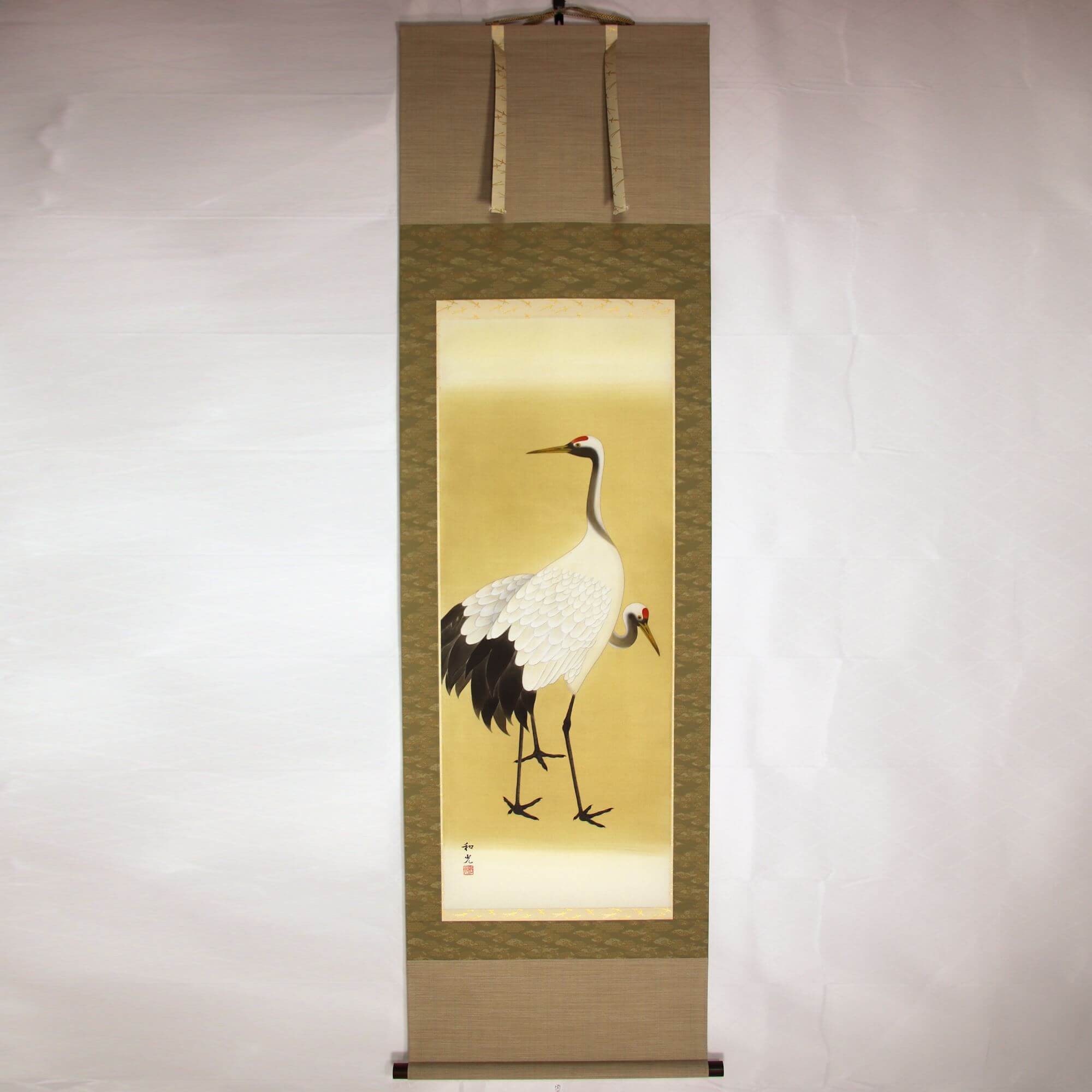 Kakejiku Hanging Scroll: A Pair of Cranes / Wakou Miyake