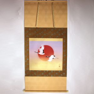 Tatsurou Shima Crane Japanese Painting Nihonga Kakejiku Scroll