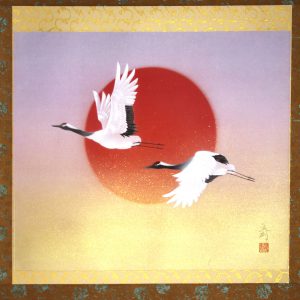 Tatsurou Shima Crane Japanese Painting Nihonga Kakejiku Scroll