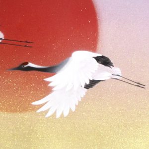 Tatsurou Shima Crane Japanese Painting Nihonga Kakejiku Scroll