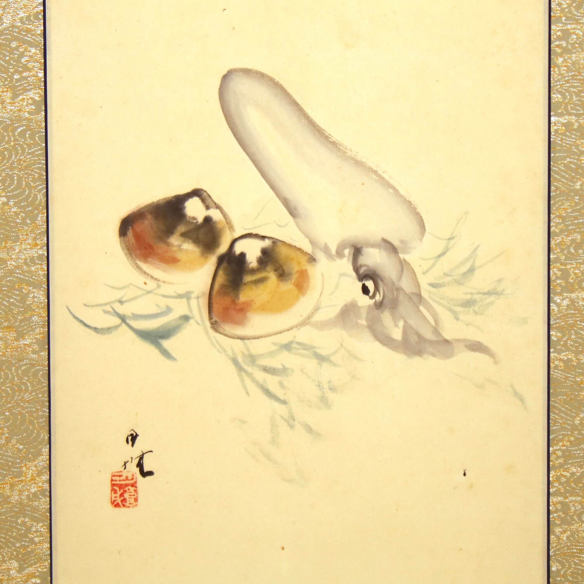 Squid And Clam Getsujo Mori 森月城 Kakejiku Scroll