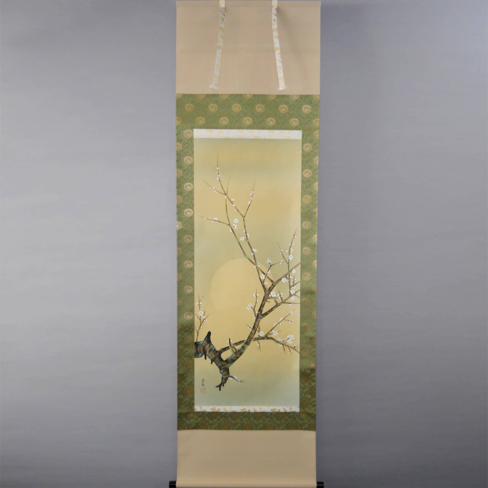 Kakejiku Hanging Scroll: Plum Blossoms with the Moon / Kinoshita Yumeji