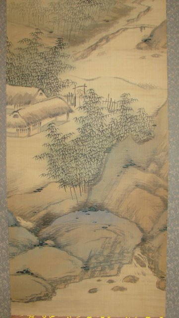 kakejiku hanging scroll painting Japanese damaged remount