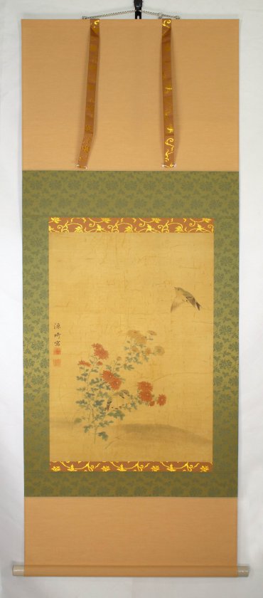restoration kakejiku hanging scroll painting Japanese Germany damaged remount