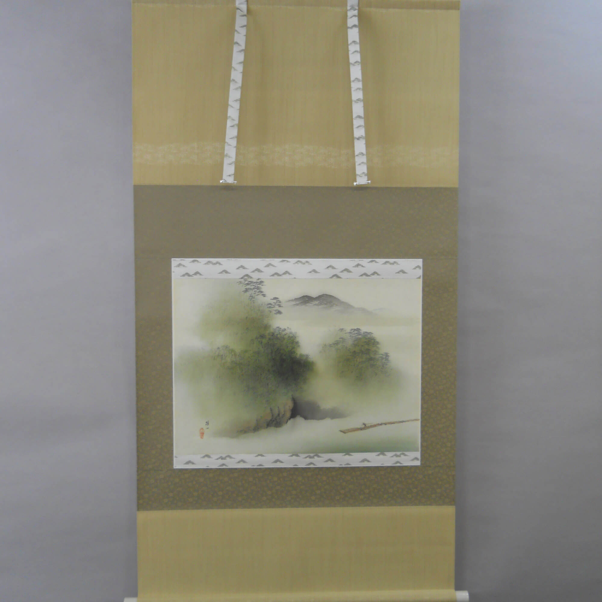 Kakejiku Hanging Scroll: Landscape Painting: Arashiyama Gorge and Raft / Hirai Baisen