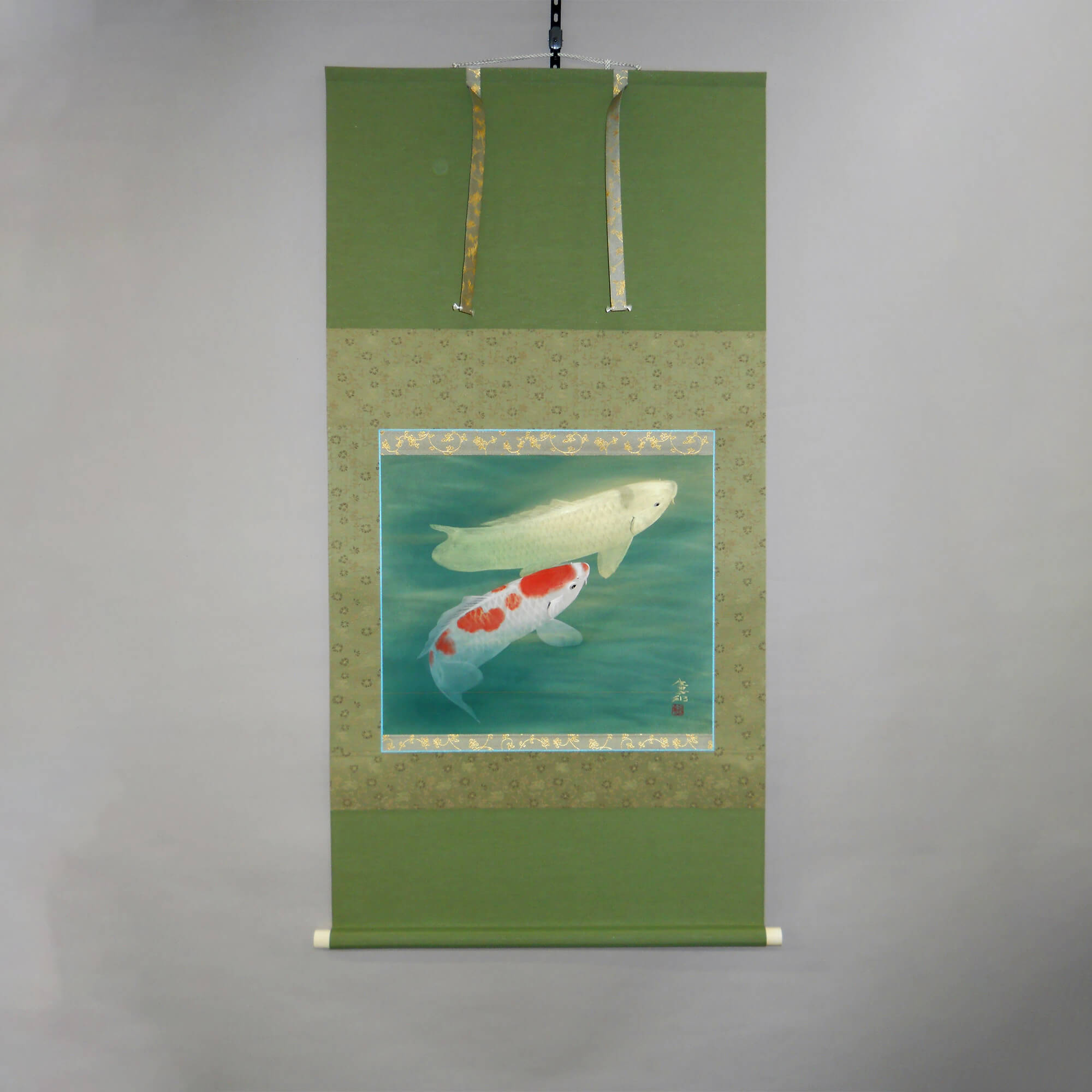 Kakejiku Hanging Scroll: Koi Fish / Kawamura Kenpō