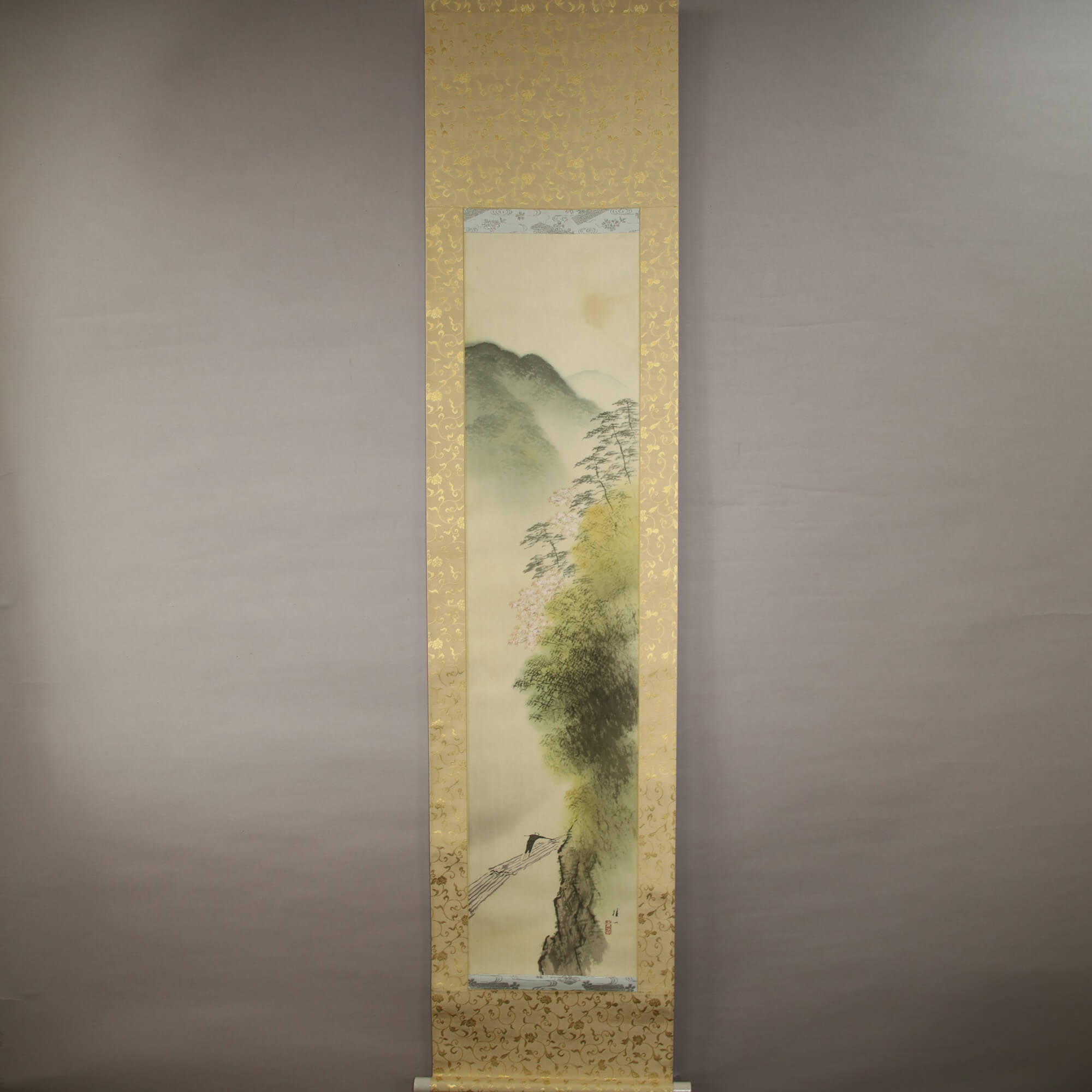 Kakejiku Hanging Scroll: Landscape Painting : Spring of Arashiyama George / Hirai Baisen