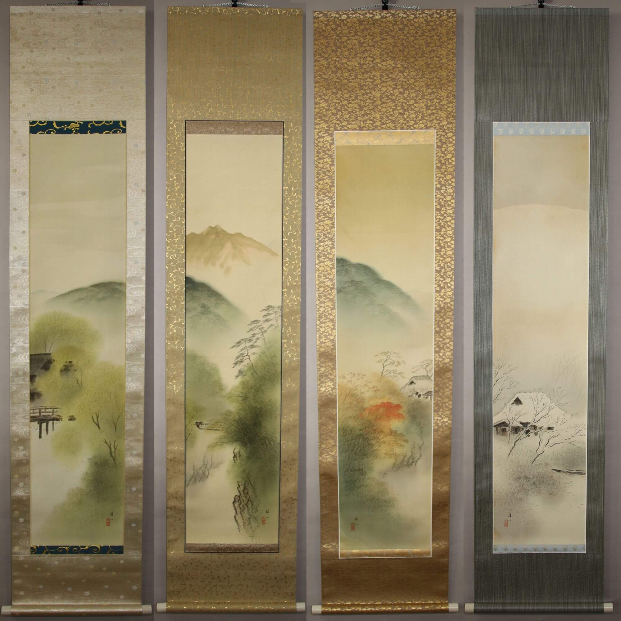 Kakejiku Hanging Scroll: Four Seasons Landscape / Hirai Baisen