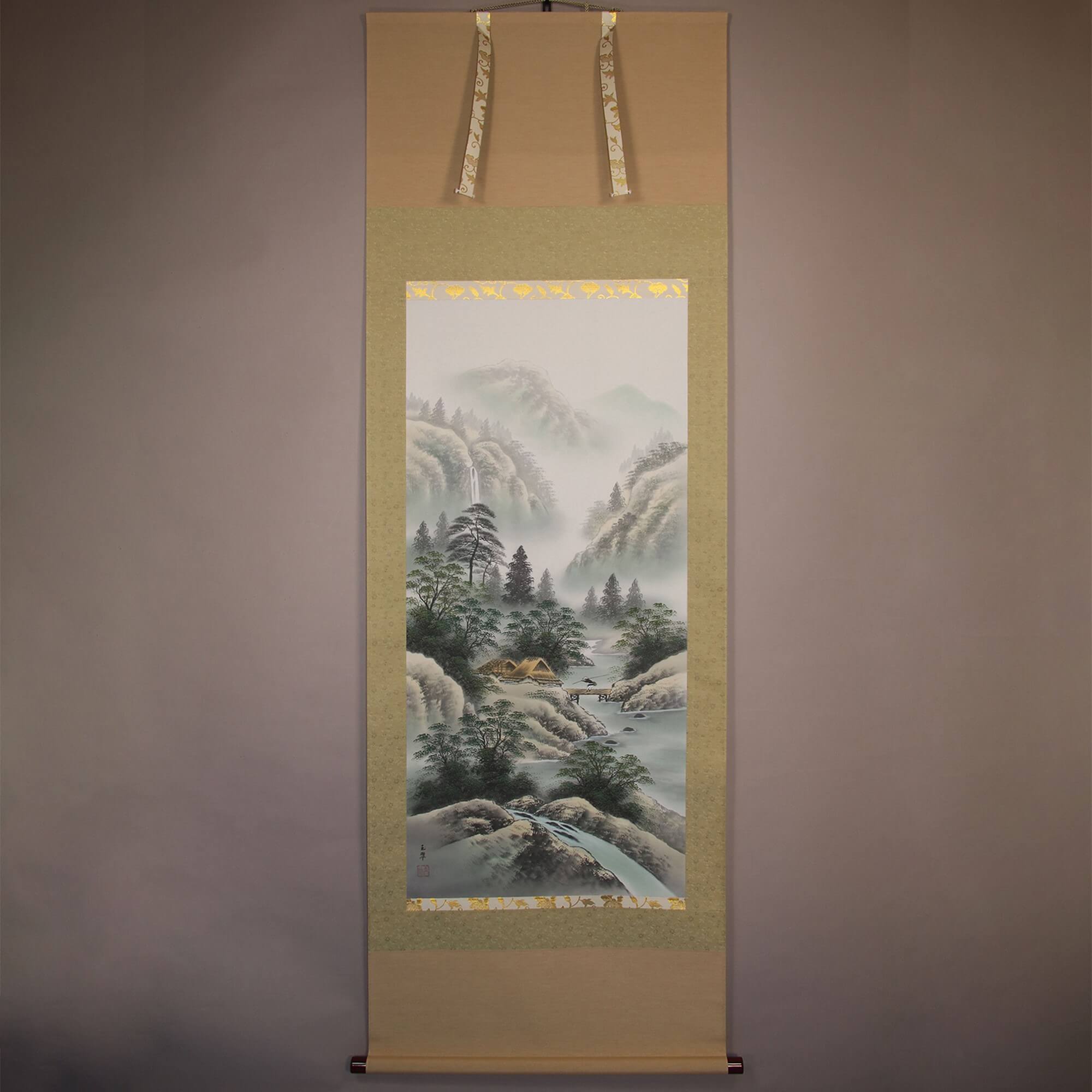 Japanese Hanging Scroll Vtg Kakejiku Kakemono Duck Chick Pond SC745, Online Shop