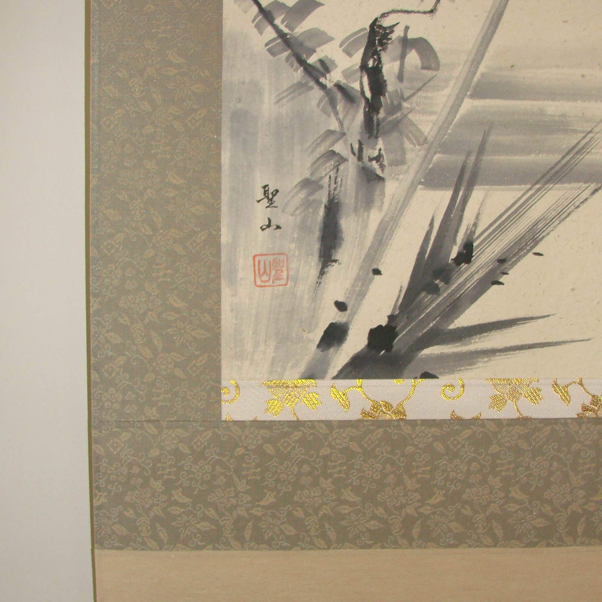 真作/藤原重夫/鐘が鳴る/双地蔵画賛/美品/桐共箱付/布袋屋掛軸HE-708 