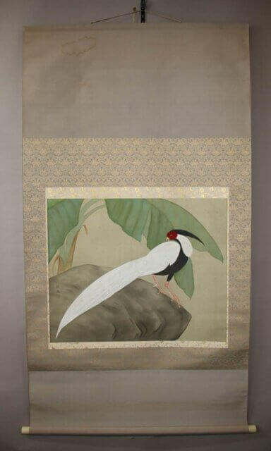 Stain Removal Work on a Kakejiku Artwork on Silk Canvas Requested from Australia